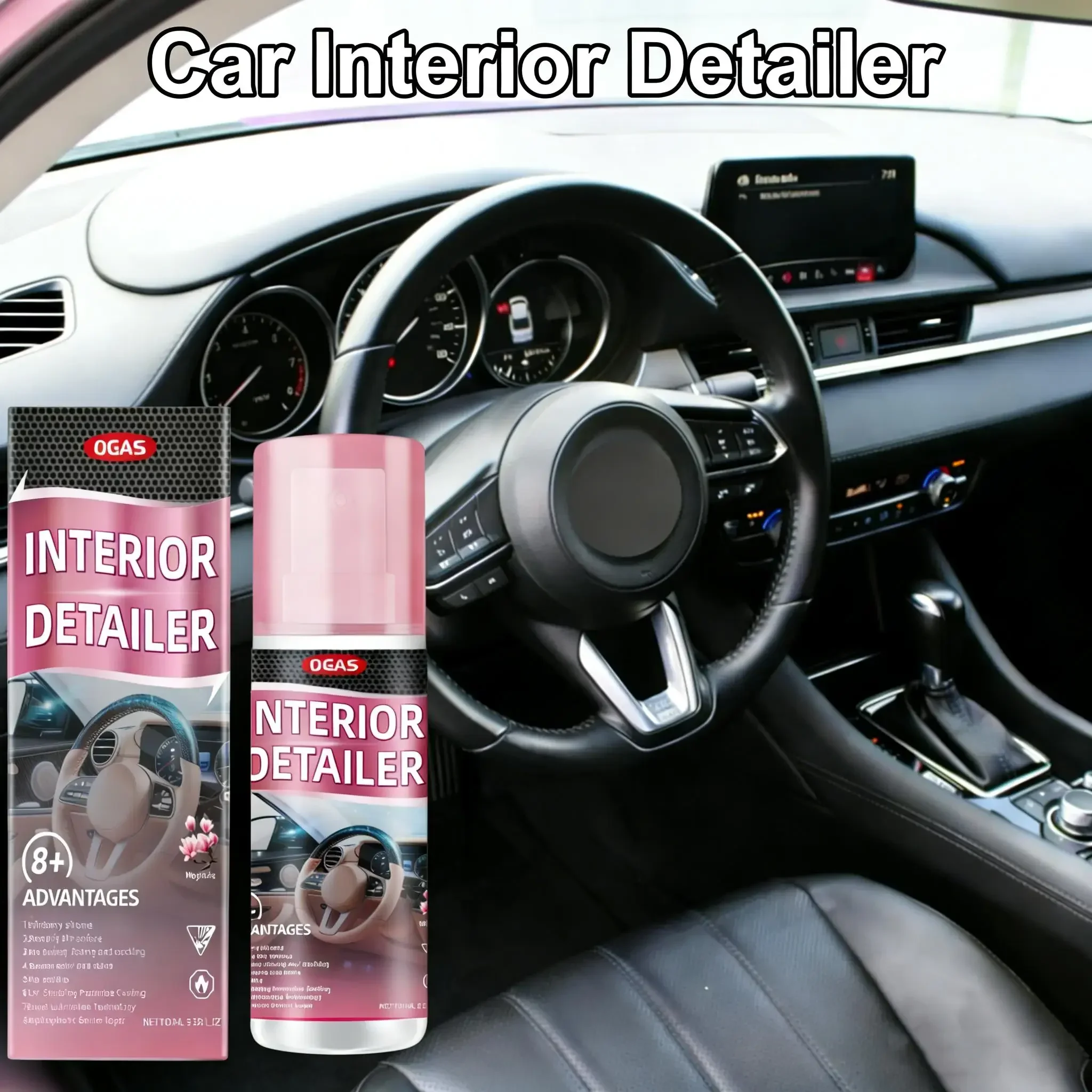Car Interior Care Spray, 100ML Gentle Neutral Formula, Renews Plastic Trim, Seats, Steering Wheel, Easy & Quick Refresh, 1/2/3 B