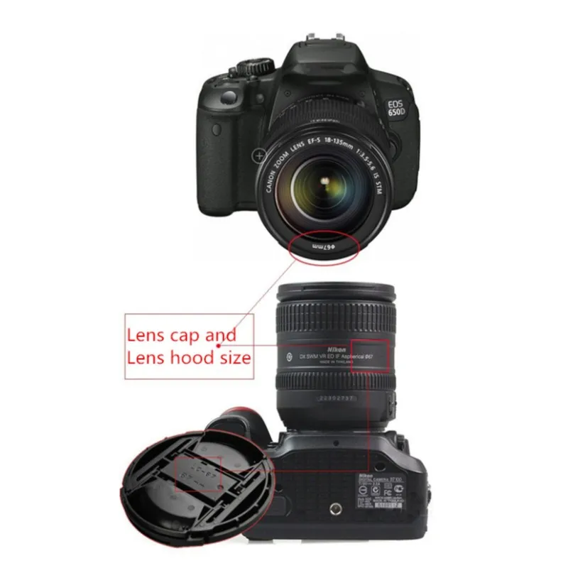 1PCS High-quality 40.5 49 52 55 58 62 67 72 77 82mm center pinch Snap-on cap cover for all camera Lens