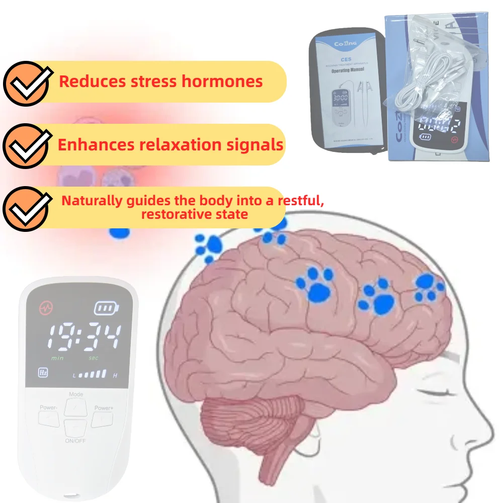 Tech Sleep Aid for Anxiety & Focus, CES Brain Stimulating Device, Vagus Nerve Calmer to Support Mood Balance and Restful Sleep