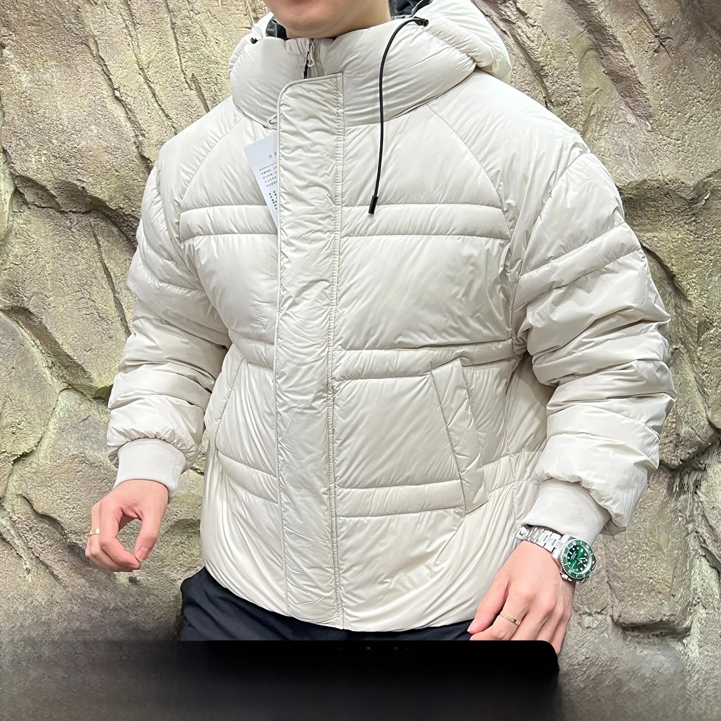 

High Loosen 90 White Du down Filling Thi Warm down Jaet for Autumn And Winter Couples Outdoor Sle Long Sve Zipp...