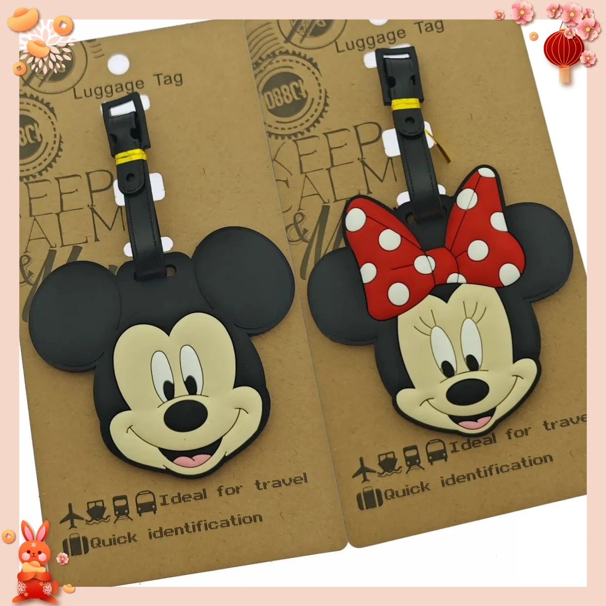 

Бирка для багажа Disney Minnie Mickey Bow Sunflower, идентификационная бирка для дорожной сумки с мультяшными персонажами, бирка для посадочного талона для мужчин и женщин