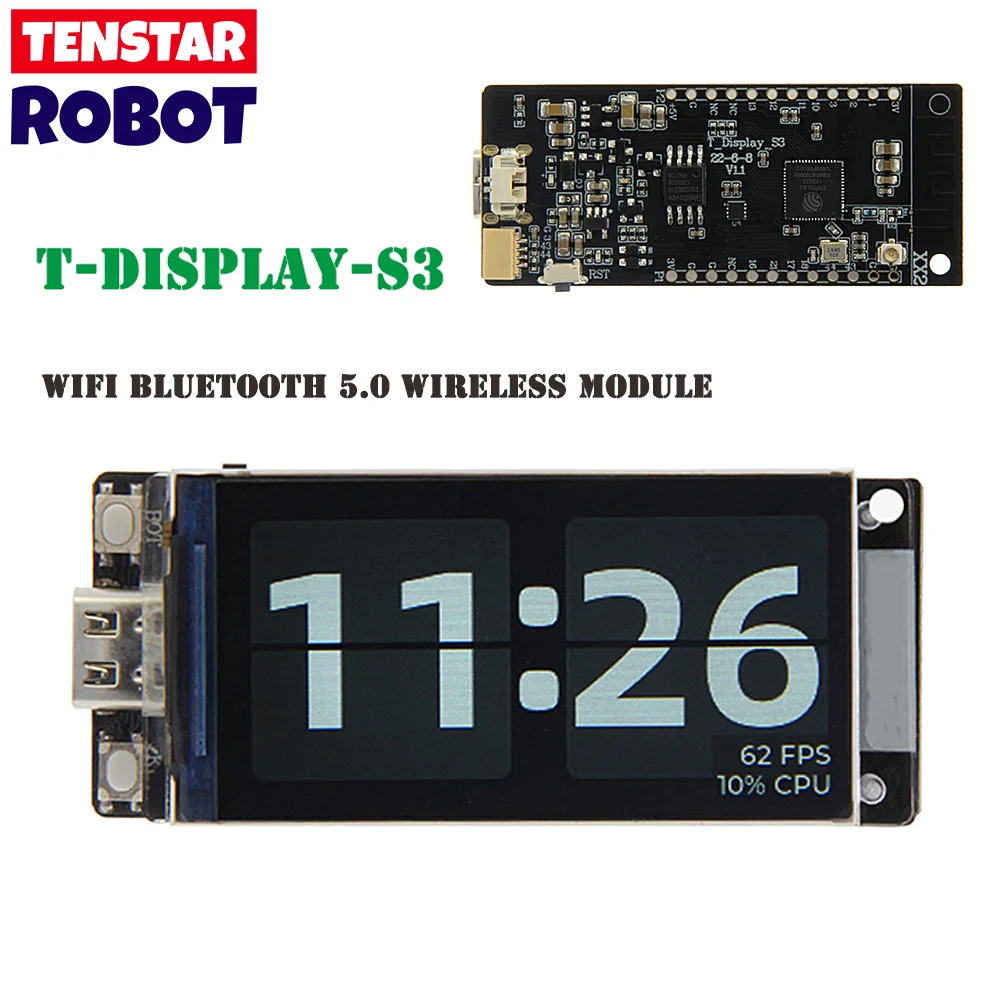 T-Display-S3 LCD 디스플레이 개발 보드, 와이파이 블루투스 5.0 무선 모듈, 170*320 해상도, ESP32 S3, 1.9 인치 ST7789