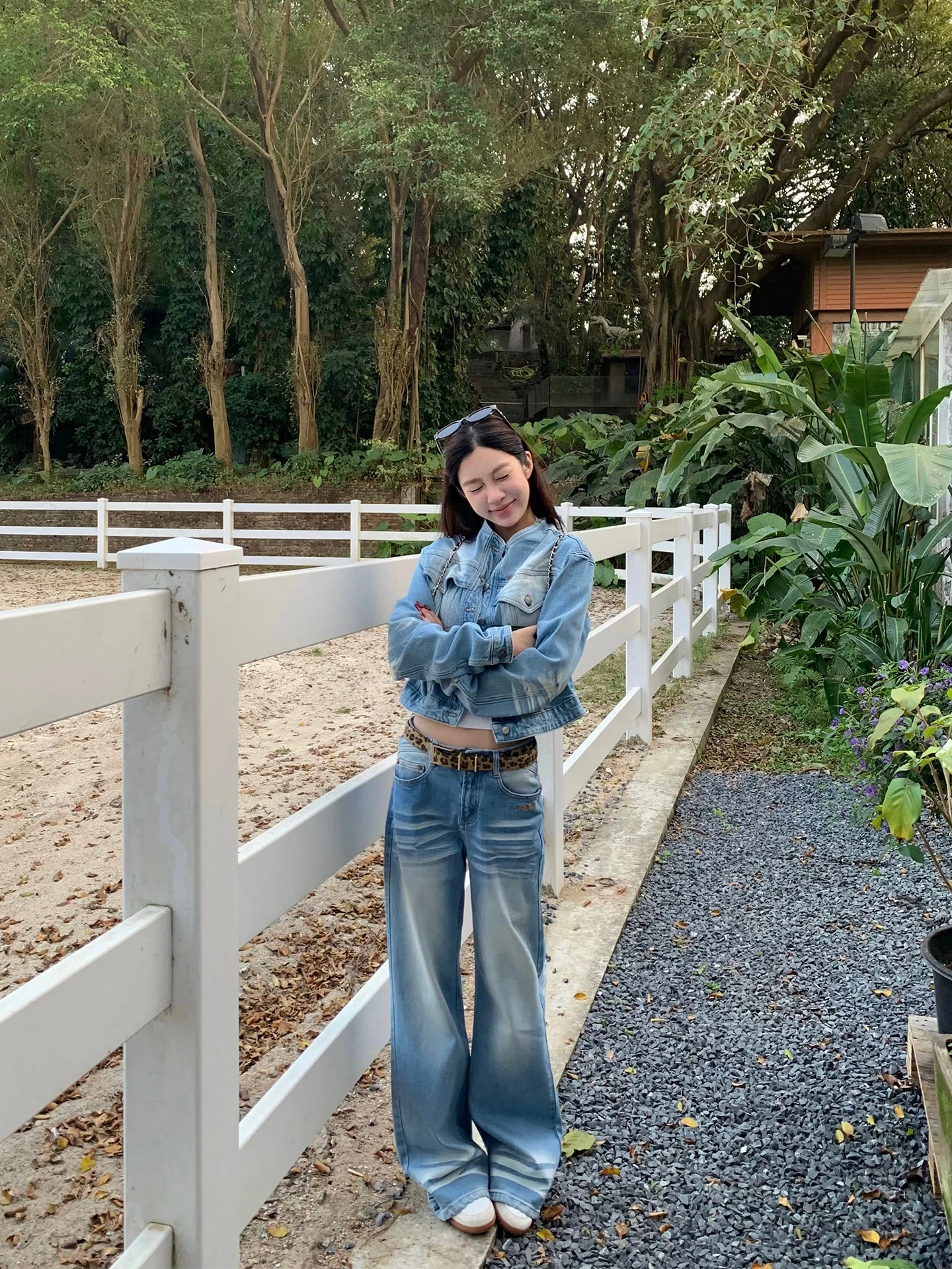 

Waed ort Denim Jaet And Wide Leg Jeans Faionable Casual Women's Set Sli Two Piece Suit Spring Autumn Winter Wear