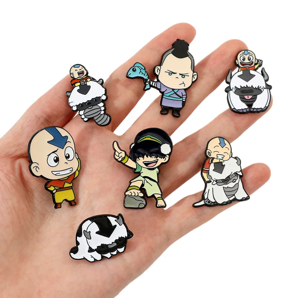 7Pcs Creative Cartoon Animation Brooch Cute little Kid Enamel Pin Backpack Clothing Jewelry Metal Attachment