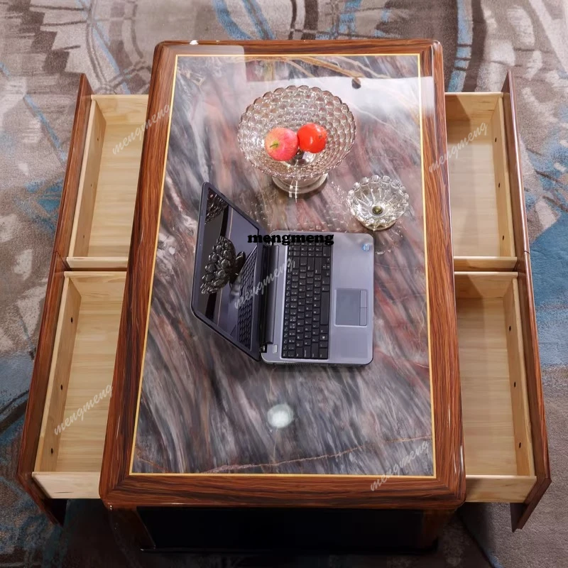 

New natural marble square light luxury coffee table small apartment quality living room furniture coffee table