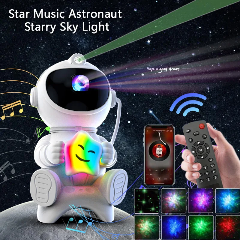 Astronaut LED Star Galaxies Projector Night Light Starry Sky Porjectors Lamp Bluetooth Speaker For Bedroom Room Decor Kids Gift