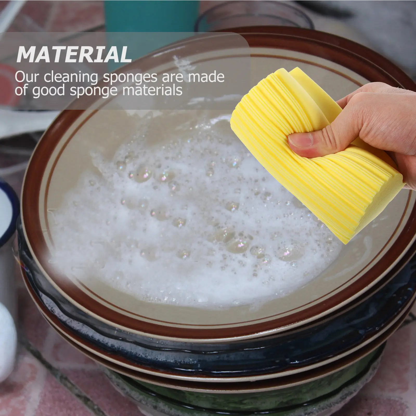 3Pcs Cleaning Sponge Kit Dish Scrubber Sponge Kitchen Sponges for Washing Dishes Scrubbing Pots Woks Countertops Baseboards