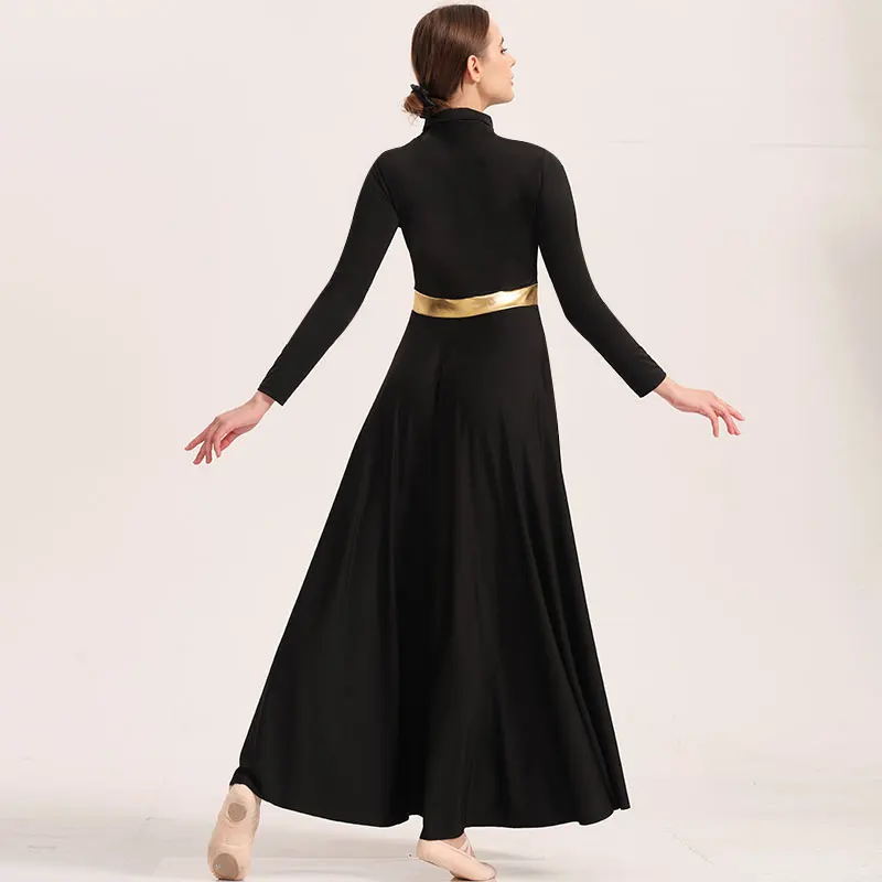 فستان نسائي معدني فضفاض بطول كامل وأكمام طويلة مدح الليتورجي الحديث للرقص عبادة الكنيسة رداء ملابس الرقص الغنائية