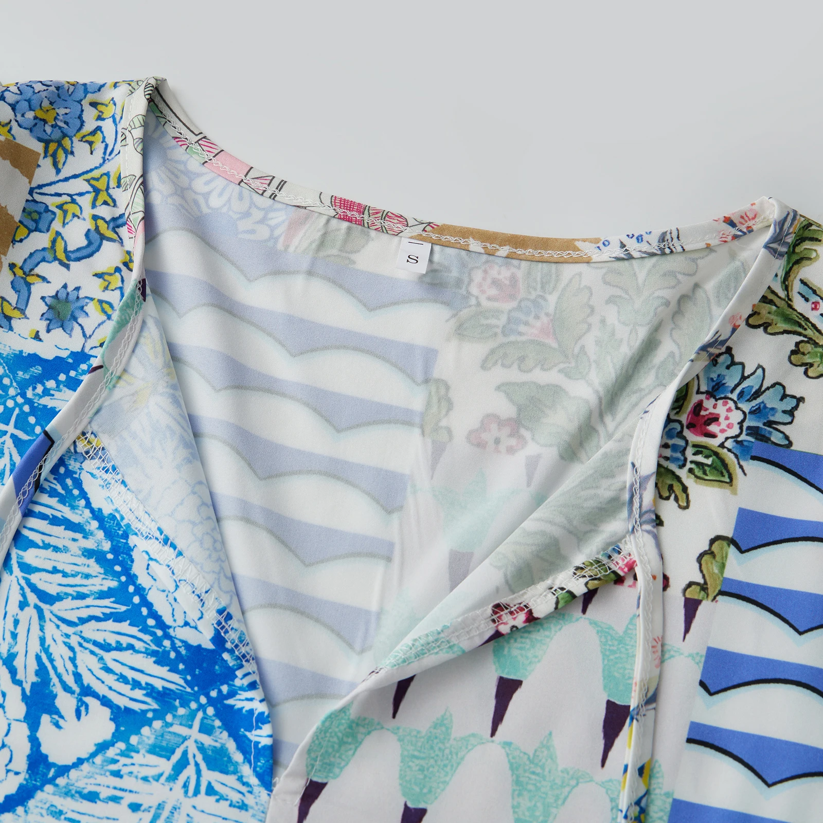 Combhasaki Donna Estate Boho Beachwear Manica a lanterna Scollo a V con cinghie Stampa floreale Abito lungo da vacanza a vita alta vestibilità ampia