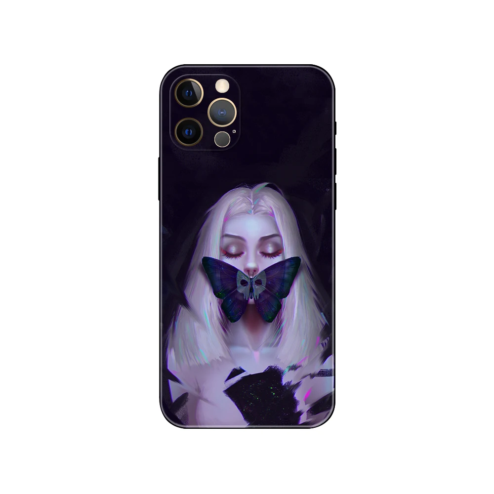 Schmetterling auf weißen Rosen, Handy hülle für iPhone, 14 5s 2020se 6 6s 7 8 plus x 10 xr xs 11 12 13 mini pro max schwarz tpu rückseitige Abdeckung