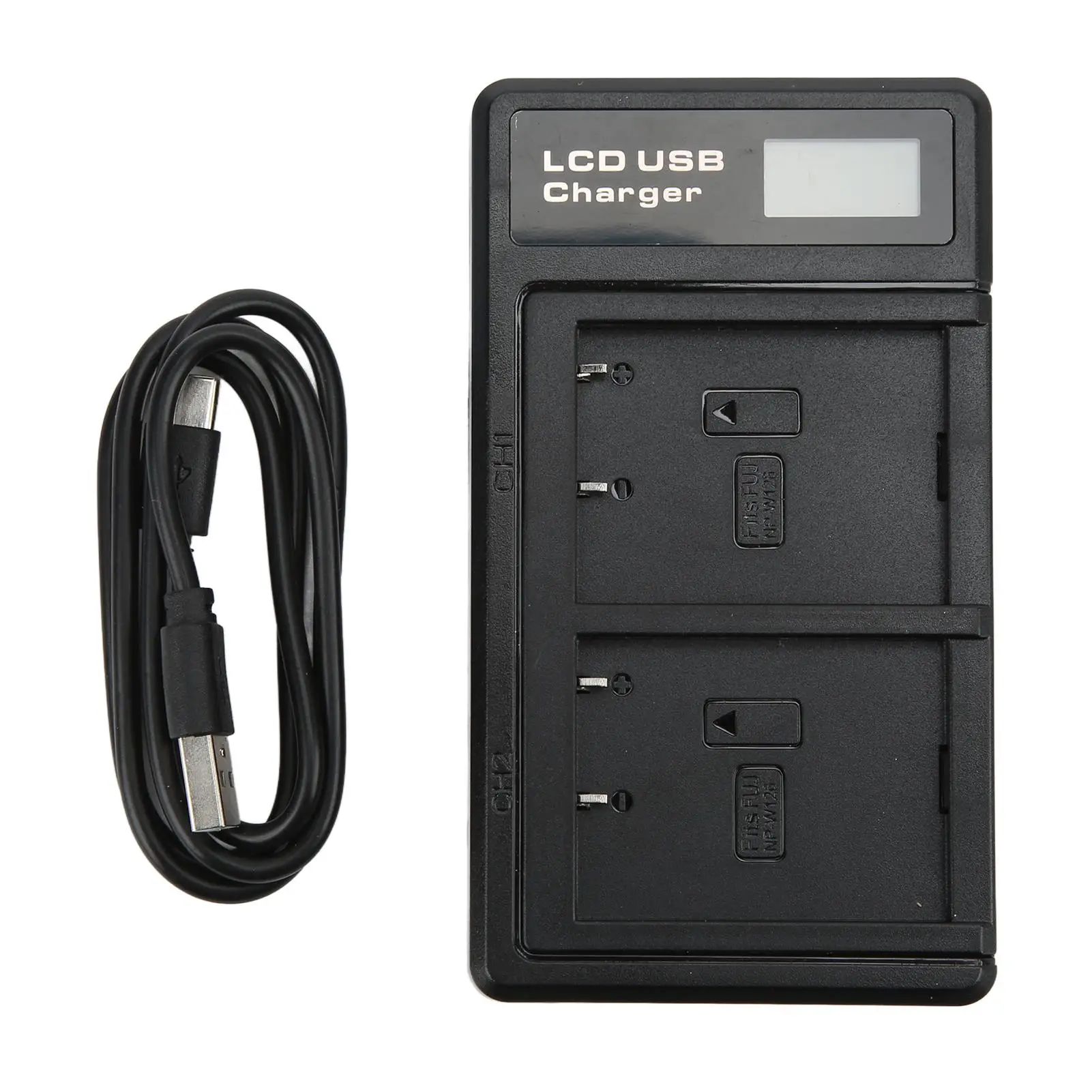 Lightweight NP-W126 LCD Dual USB Charger - Durable Type C Interface, 5V 2 Input, Perfect for On-the-Go Charging