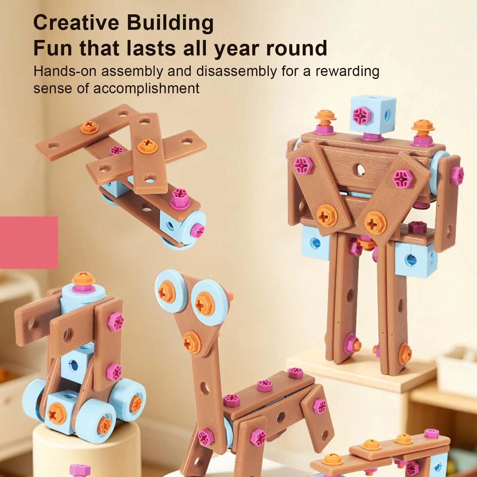 Screwdriver Building Toy 126 Pieces Educational Reusable Portable Play Set Screwdriver Wrench Blocks Toys For Kindergarten