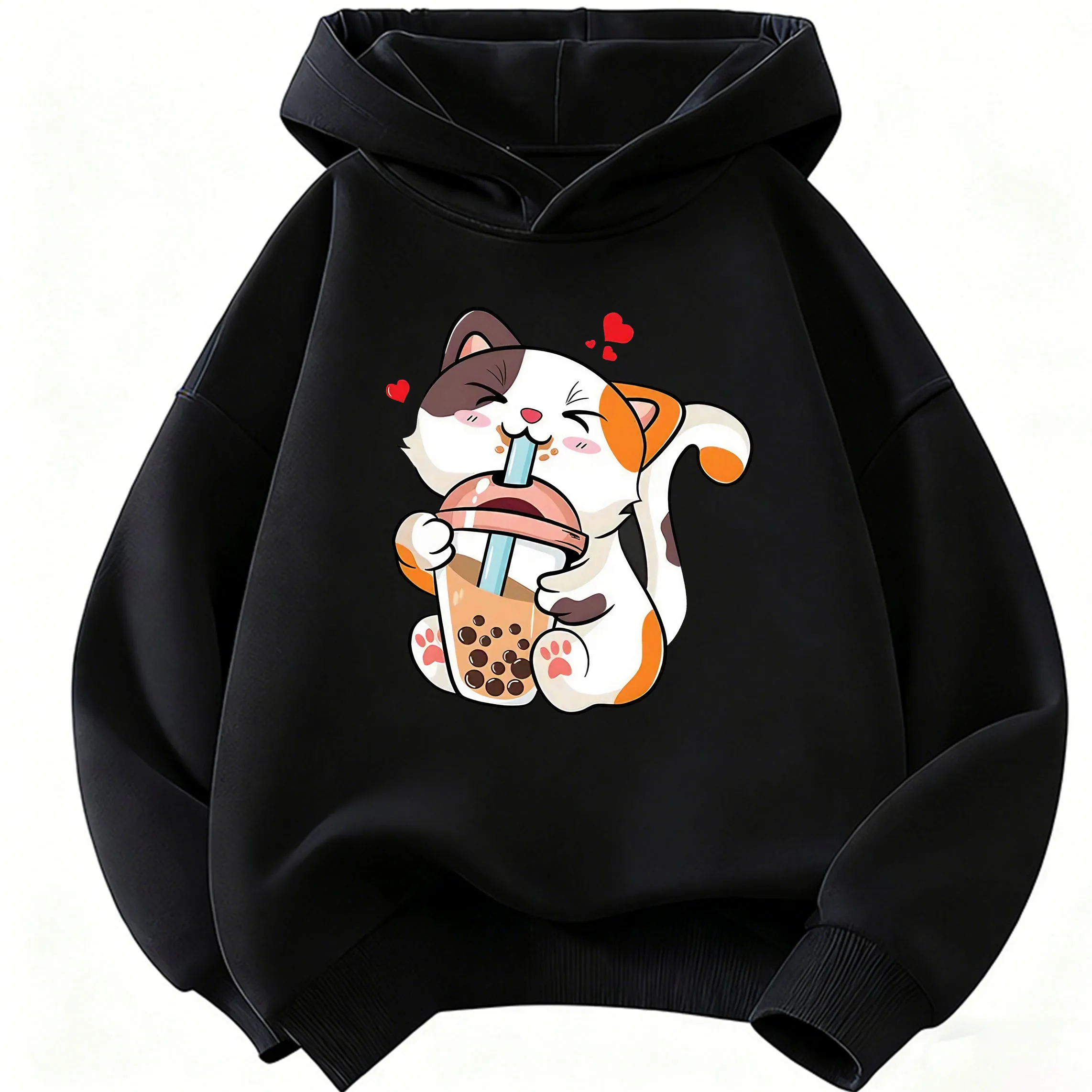 Fashion Happy Dog Drinking Juice Kinder-Kapuzenpullover, süßer Kapuzenpullover für Jungen und Mädchen, lässige Kapuzenpullover