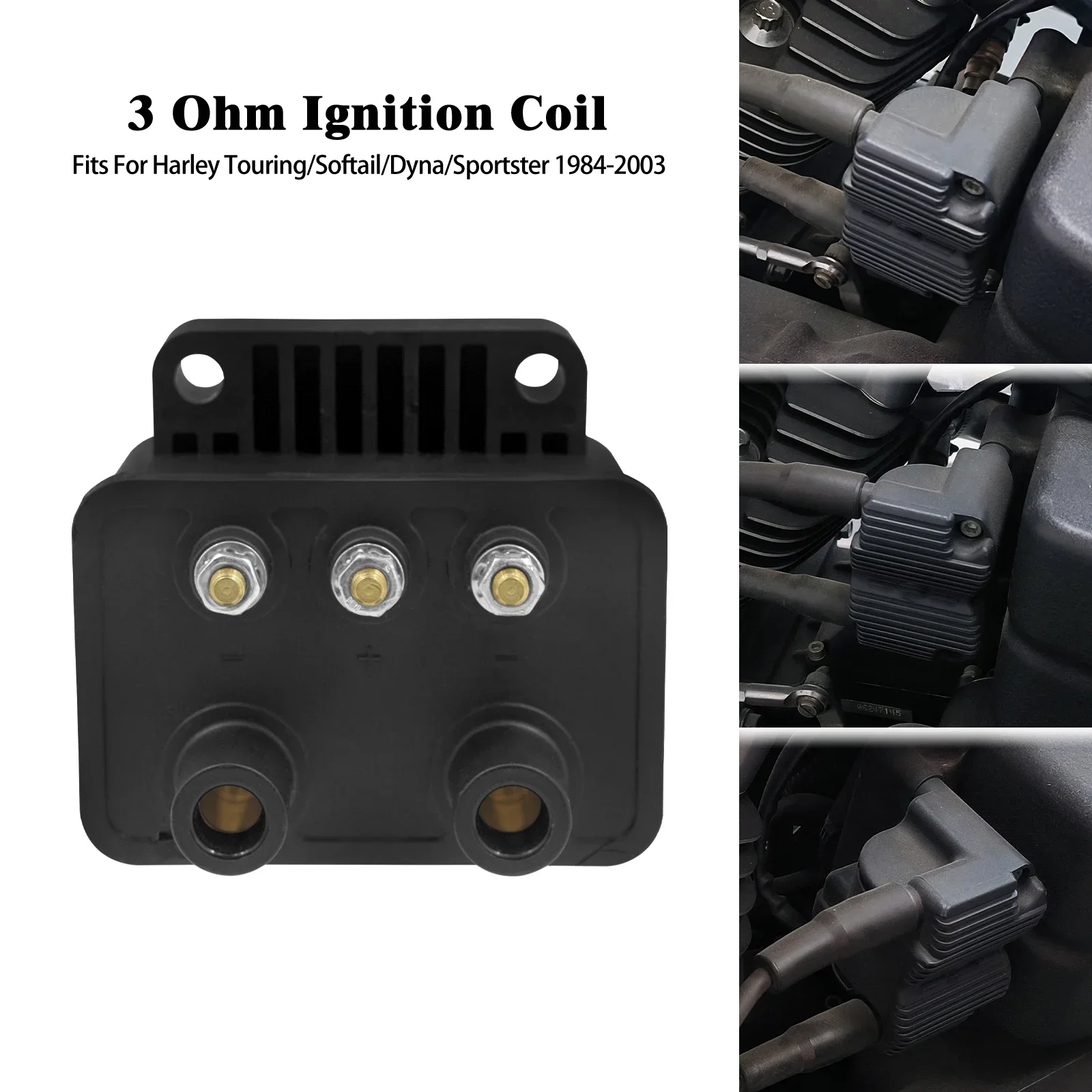 

Motorcycle 53-434 3Ohm Single Fire Ignition Coil 12V For Harley Sportster XL 883 Softail Touring Electra Glide FLHR Dyna 84-2003