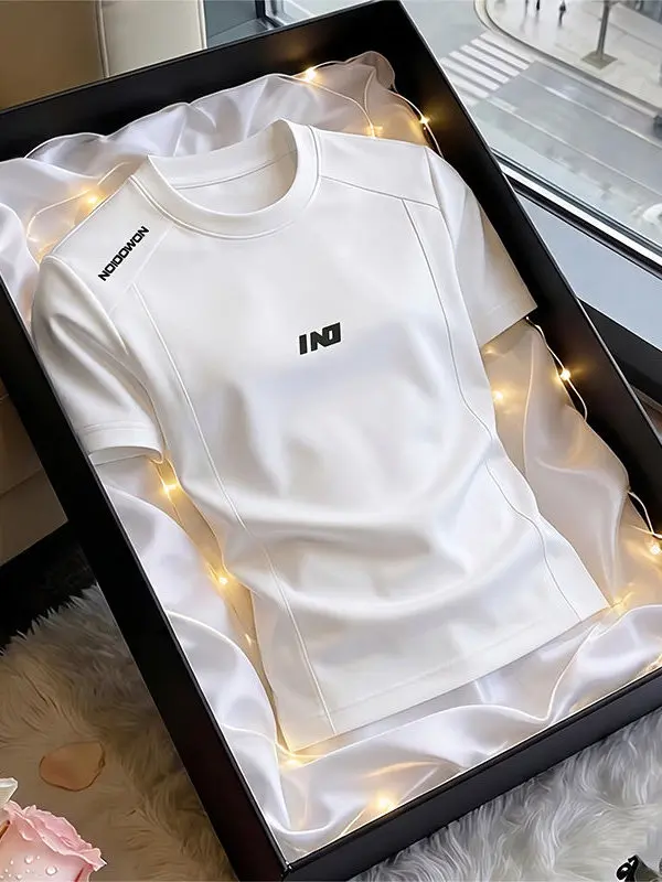 Ice Silk Quick Dry Lightweight Breathable Cool Feeling Short Sleeve Men's T-Shirt for Badminton Training Outdoor Activities S...