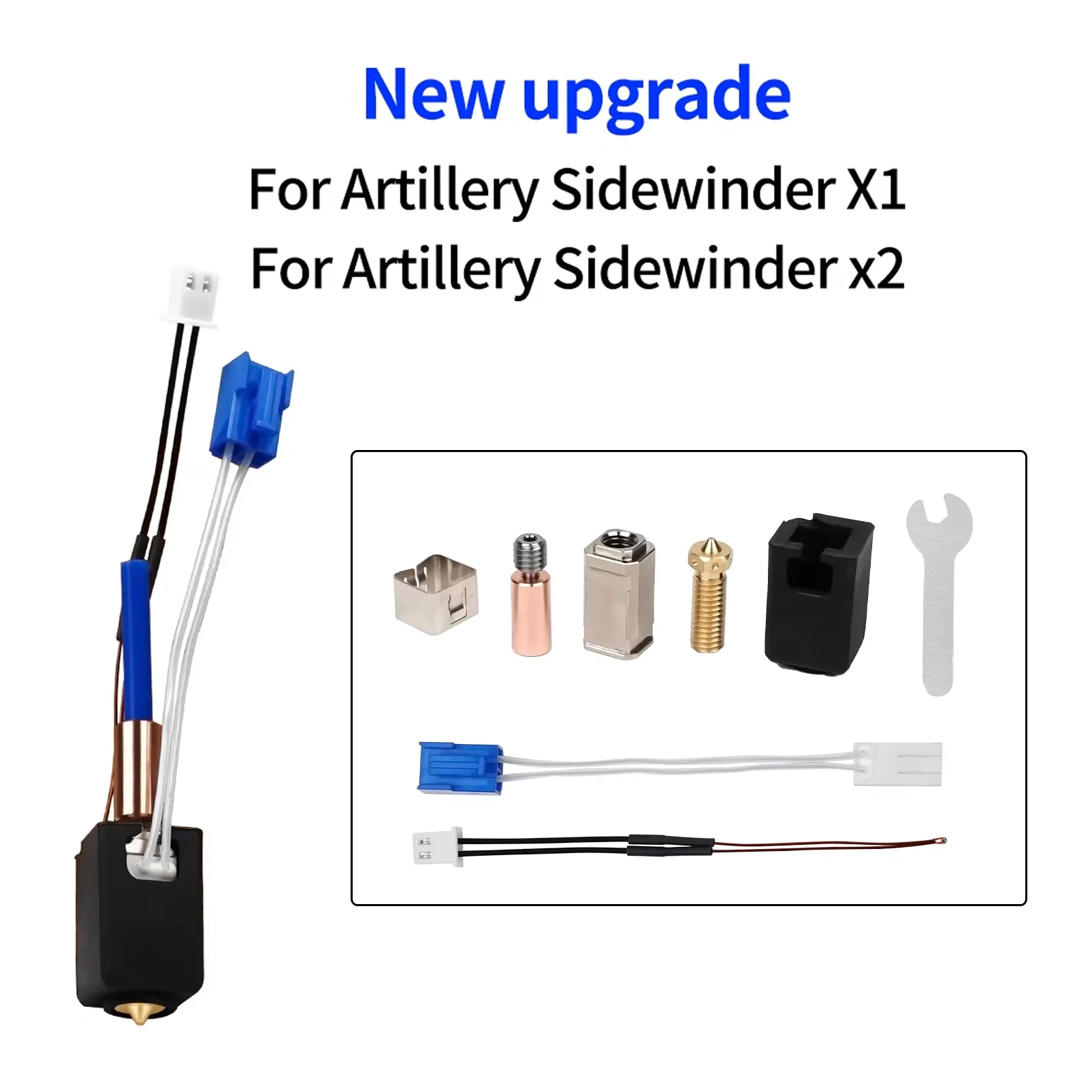 

Upgraded Hotend for Artillery Sidewinder X1 X2 Genius and Pro 3D Printer Parts All Metal Nozzle Heating Block Thermistor Kit