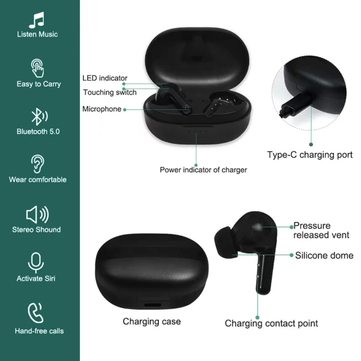 Bluetooth Hearing Aids Rechargeable Connection Phone APP Touch Control Fitting Noise Cancelling Sound Amplifier For Deaf Device