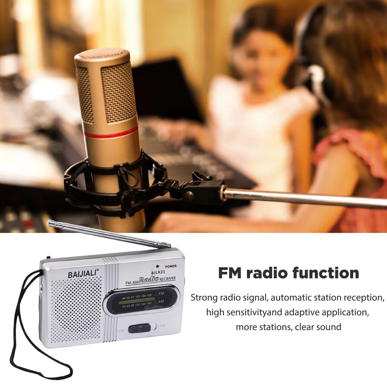 Портативное AM FM-радио, аварийное 2 батареи типа АА, портативное радио, стерео, лучший прием, утренние упражнения для дома