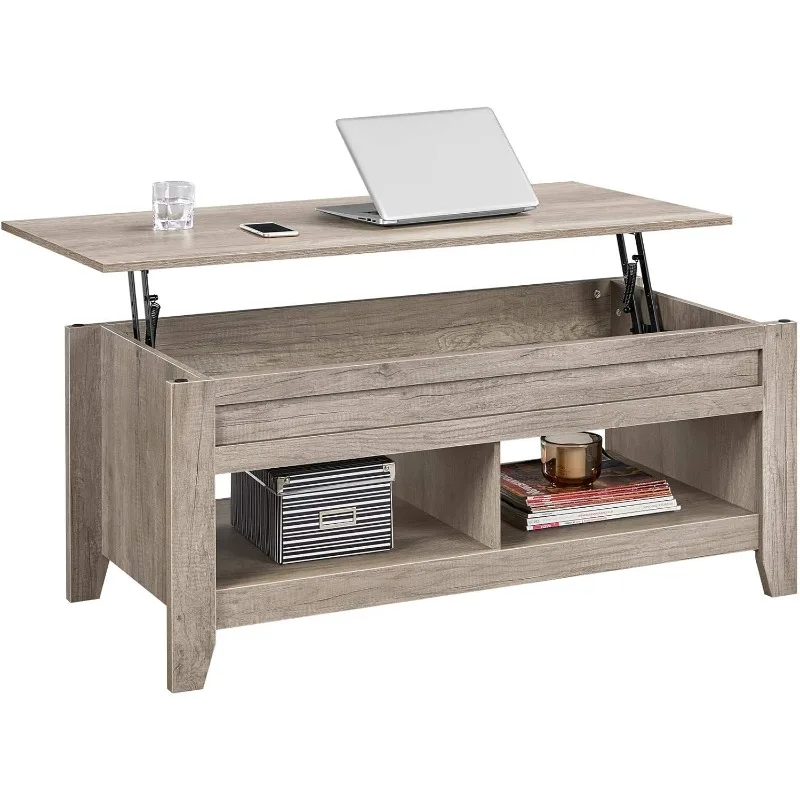 Lift Top Coffee Table with Hidden Storage Compartment & Lower Shelf, Lift Tabletop Farmhouse Table for Living Room Office