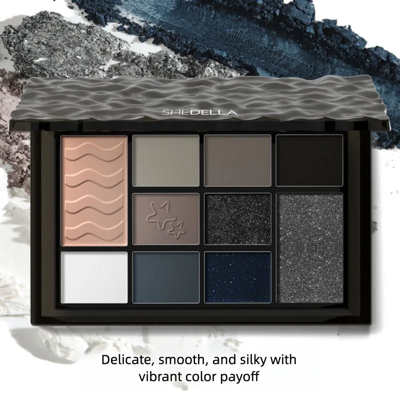 Shidia Water Ripple Eyeshadow Palette Earth Tone Black Smoky Eye Makeup High Appearance Level New Summer Collection