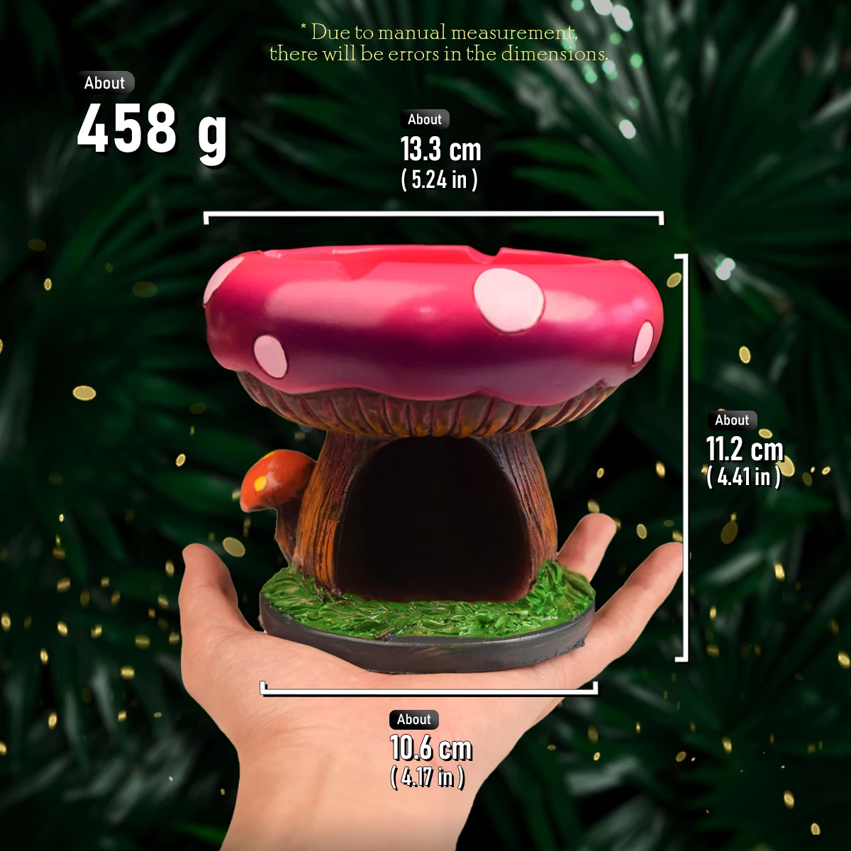 1pc Resin Material Magic Mushroom 13.3cm/5.24inch Wide Storage Box and Ashtray
