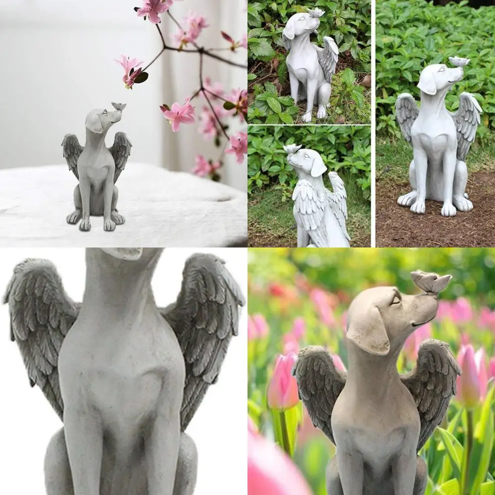 

Мемориальный камень для собаки с крыльями ангела, мемориальные подарки для собак для потери собаки, 8-дюймовый садовый орнамент из смолы для спящей собаки, маркер для могилы домашних животных, An