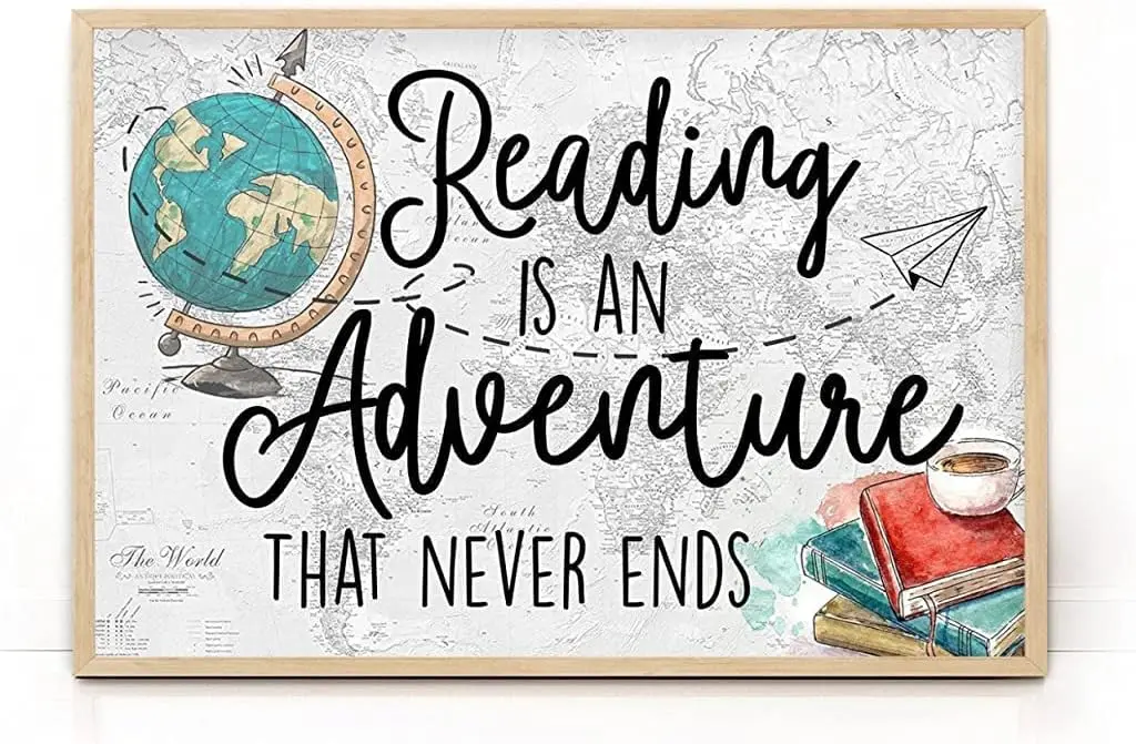 UNBARD World Map Adventure Wall Decor Home Classroom Rules Wall Decor Classroom Posters Library Decor Reading Sign Adventur sign