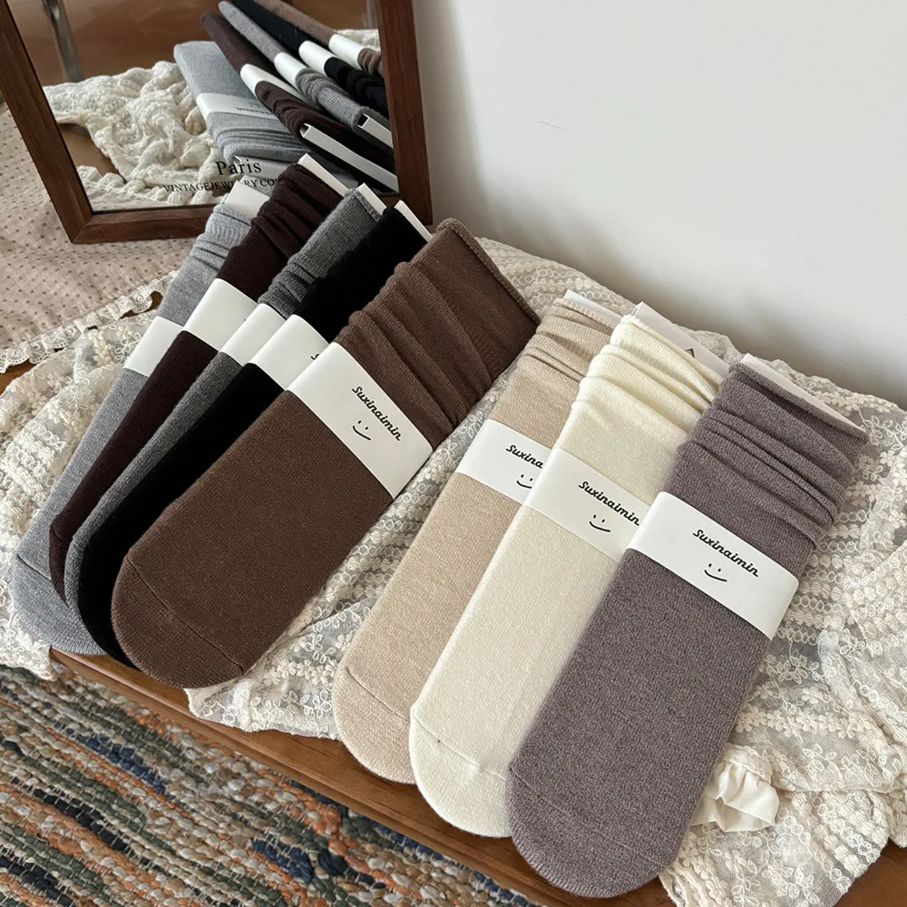 

8 Pairs 2025 Women's Mid-Calf Socks Set Fall Winter Thermal Slouch Socks for Women Casual White Cozy Socks Hosiery High Quality
