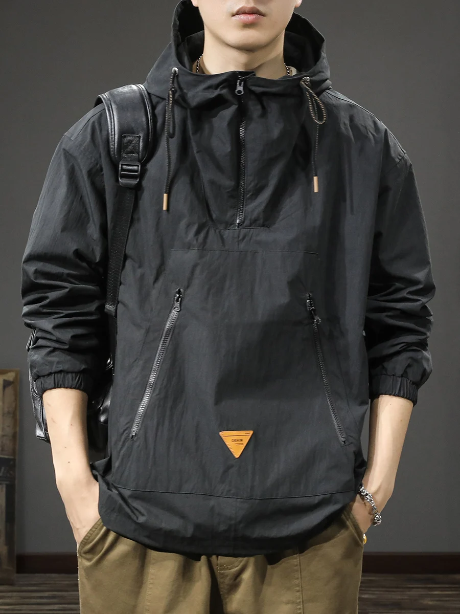 

Мужская свободная куртка с капюшоном Fall Faion, тактическая функциональная рабочая одежда большого размера, ветрозащитная молния, украшение