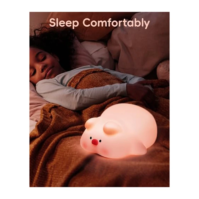 Piggy Night Light,Piggy Cute Lamp 30 Minutes Timer Nightlight Pink Silica Gel For Room