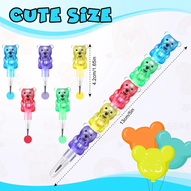 1 Pcs Stackable Pencils,Kids Bear Shaped Stacking Pencil,5 in 1 Point Pencils for Birthday Party Supplies,Goodie Bag Filler