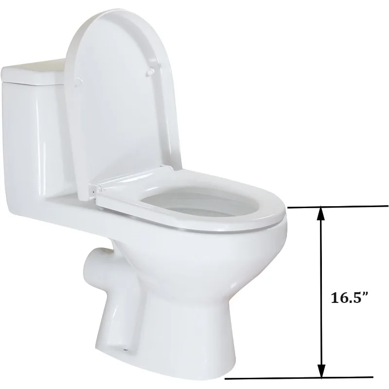 WZ5011 Rear Outlet One Piece Toilet Dual Flush 1.1/1.6 GPF P Trap Wall Discharge for Bathroom, White