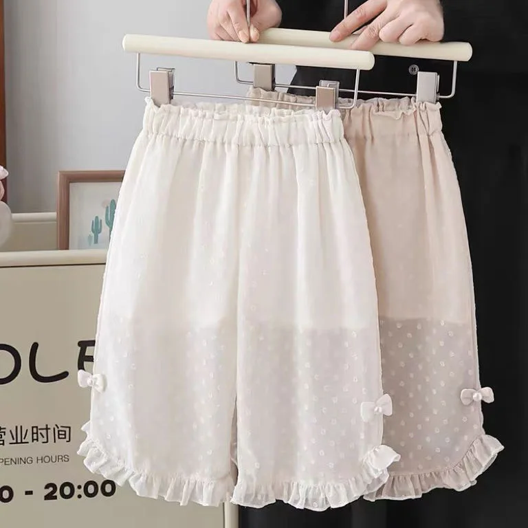 Girls Chiffon Polka Dot Mosquito Repellent Pants Stylish Thin Summer New Girls Baby Chiffon Wide Leg Pants Loose Pants