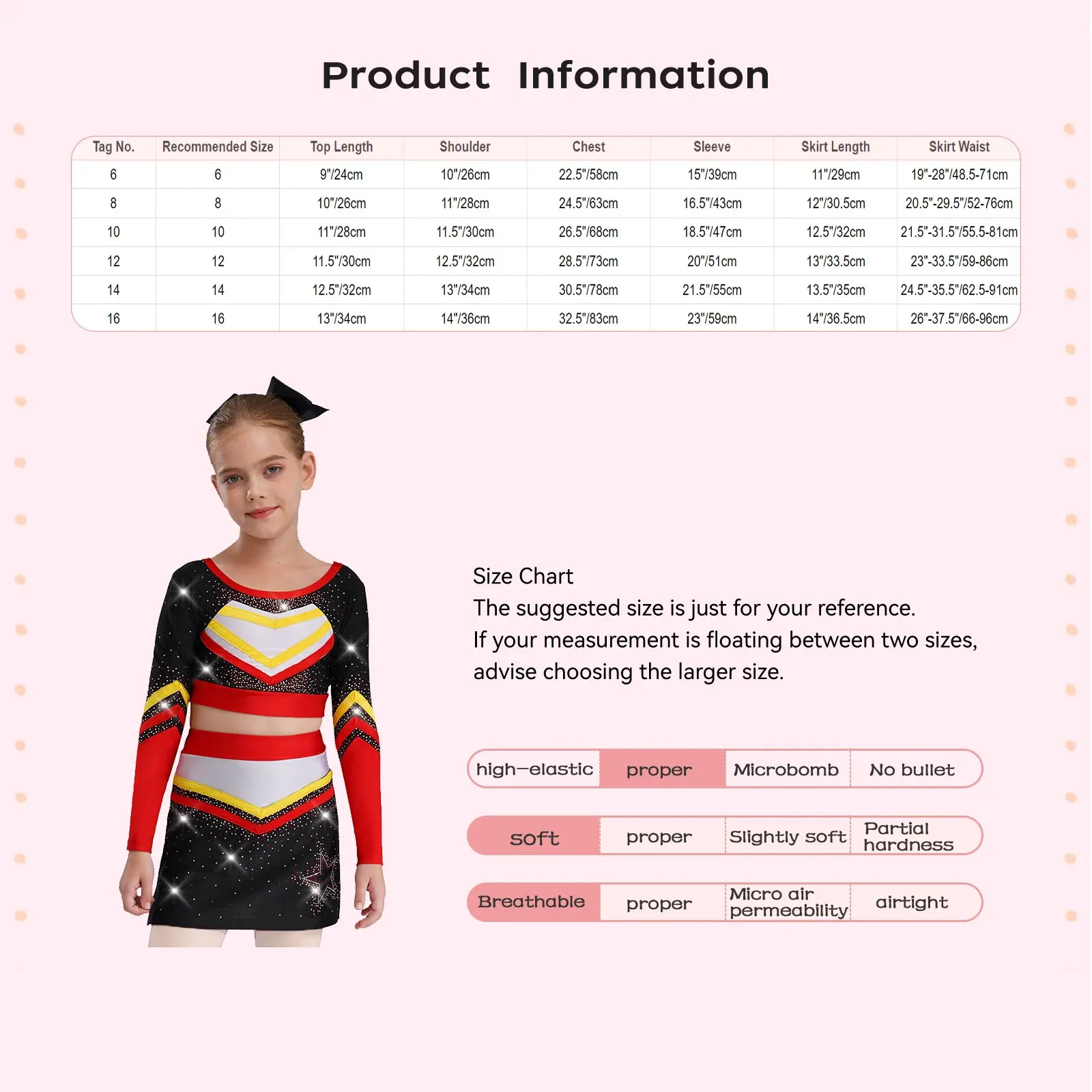 Kids Girls Cheerleader Costume Outfit Set Halloween Cheerleading Fancy Dress Up Birthday Party Cheer Uniform School Performance