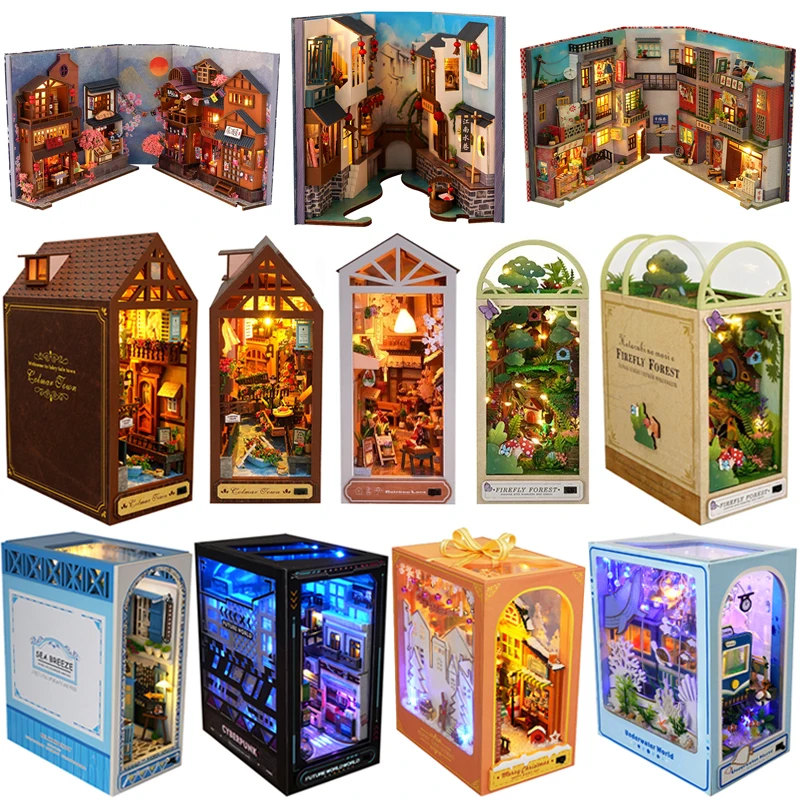 

Wooden DIY Dollhouse Bookend Creative Handmade Assembling Model Kit Doll House Toys Adult 3D Puzzle Birthday Gift TC Series