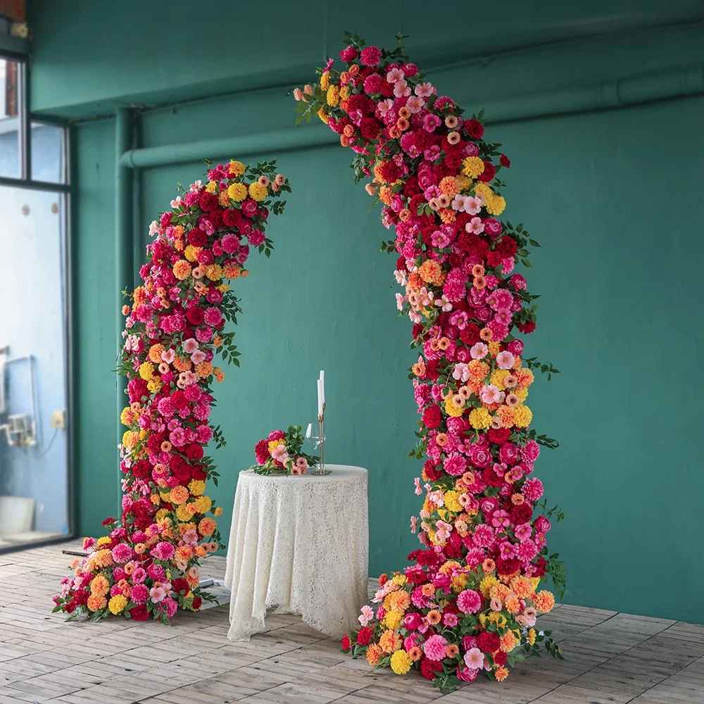 

Wedding Background Decoration Crafted Artificial Flowers Custom Red Onion Rose Arche Kunstbloemen Welcome Area Decor HY2338