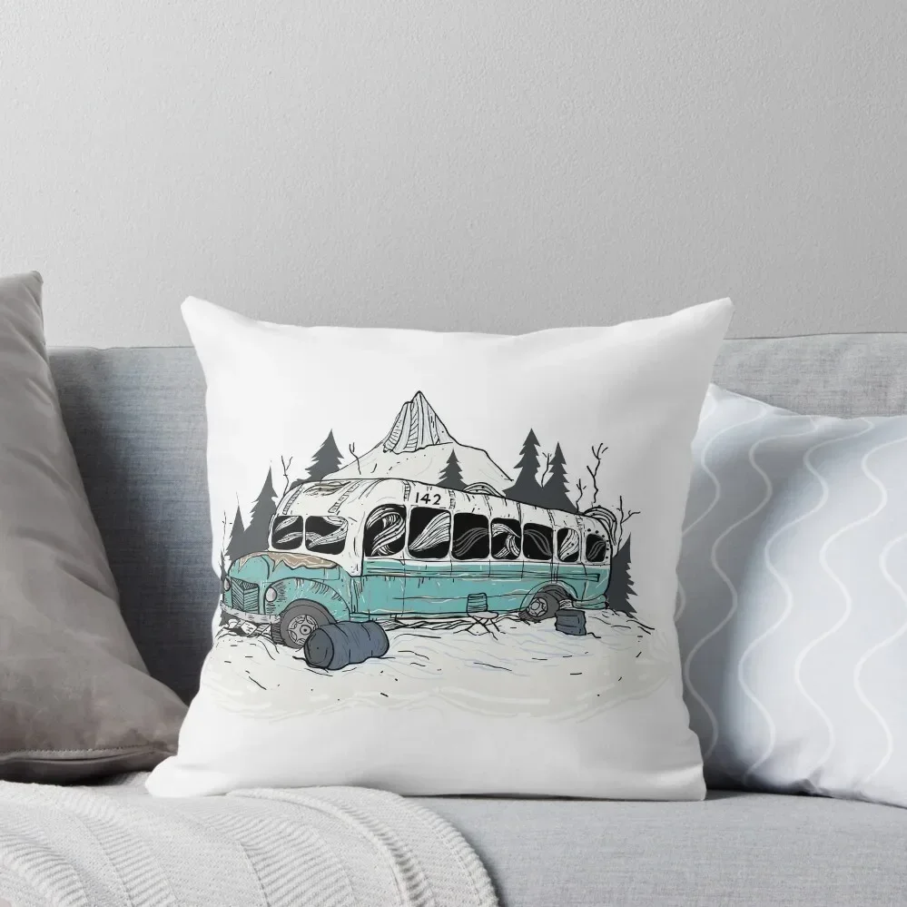 Into the Wild, Supertramp - Alaska - Magic Bus Throw Pillow Marble Cushion Cover Pillow Covers Decorative Pillow