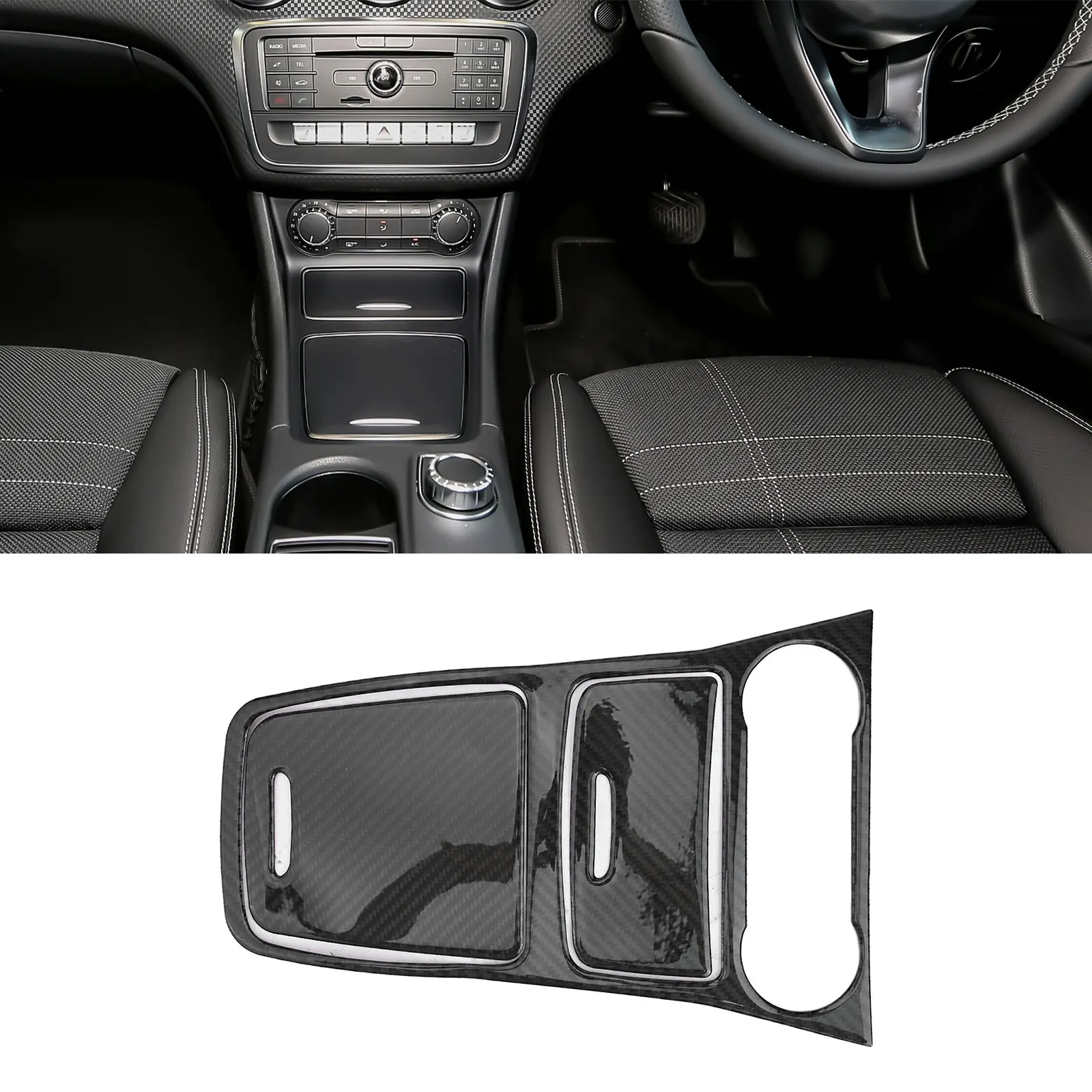 لمرسيدس لبنز GLA A CLA Class 2013 2018 ألياف الكربون وحدة التحكم المركزية لوحات الكسوة للنمط والحماية