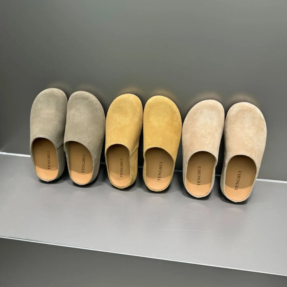 Leather Baotou semi-slippers for women's outerwear spring 2025