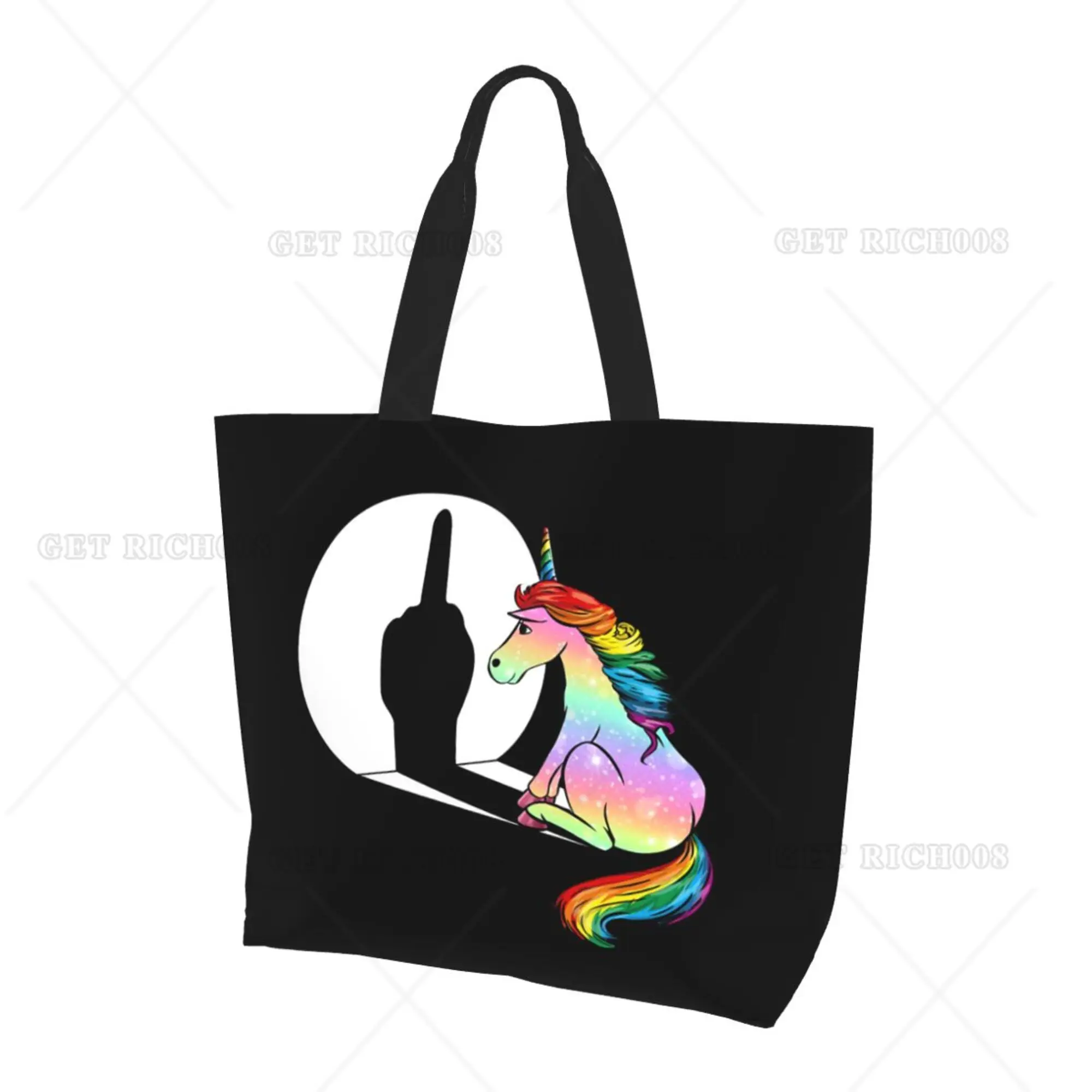 Funny Unicorn Rainbow FXXK borsa per la spesa a tracolla da donna Eco Bag Cute Tote Bag Fashion One Size Large HandBag