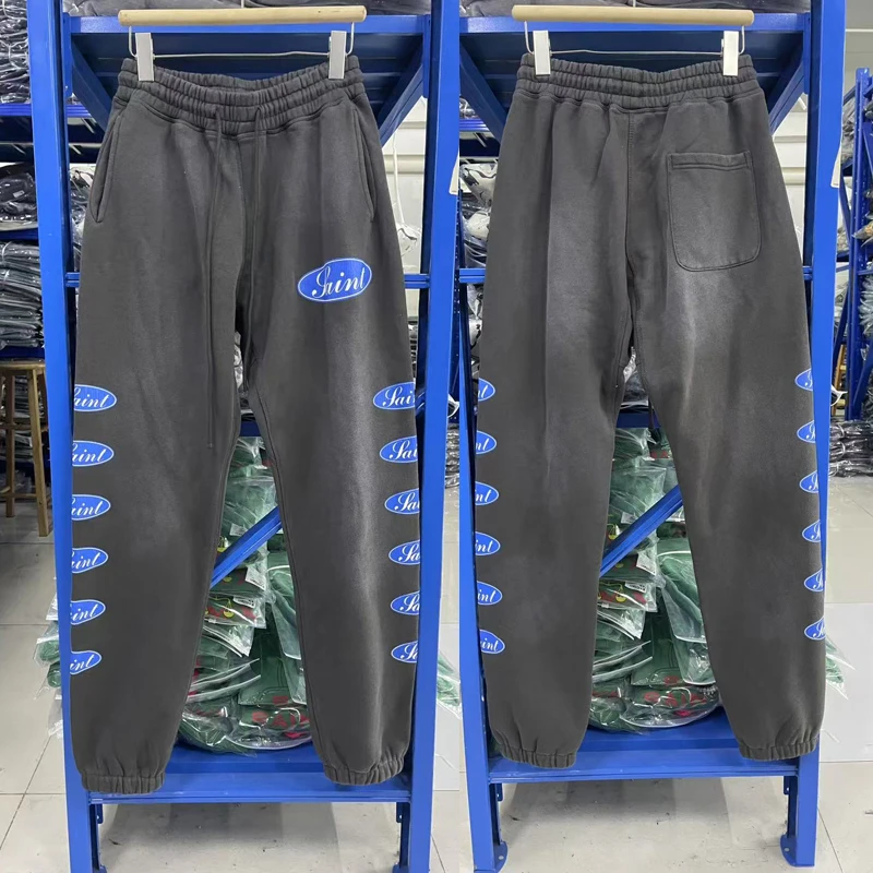 

Saint Mxxxxxx спортивные штаны American Street Destruction Do Old винтажные брюки с принтом трещин для мужчин и женщин повседневные брюки с эластичной резинкой на талии