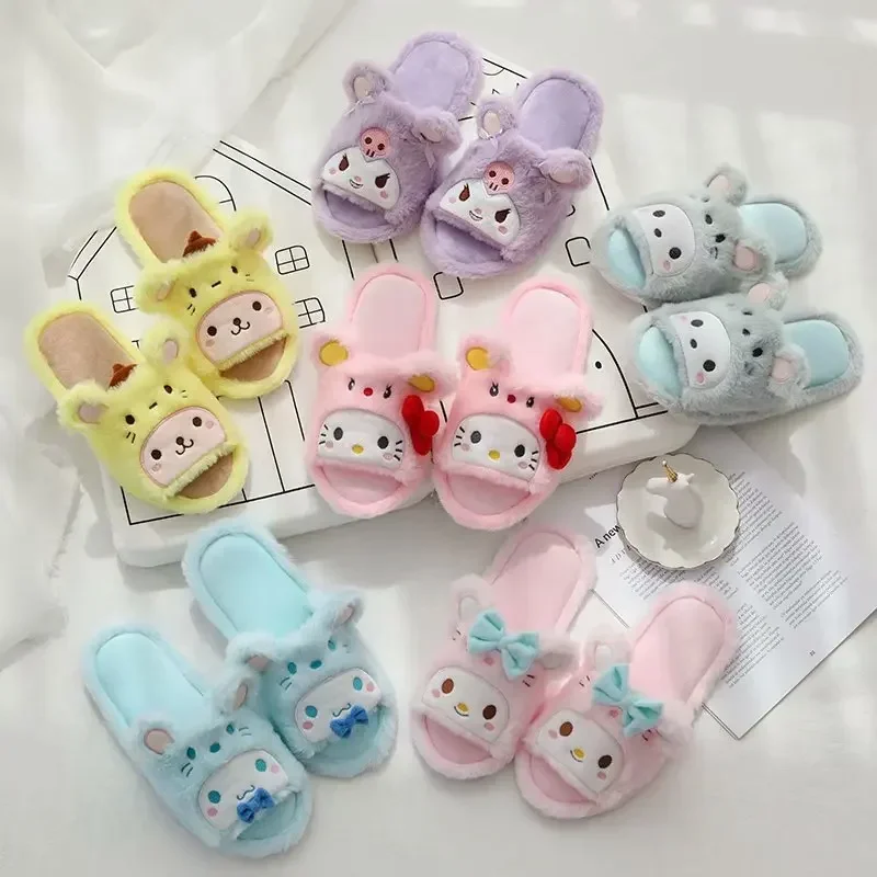 

Sanrio Hello Kitty cartoon house slippers women's indoor non-slip thick-soled home shoes girl heart fashion slippers summer