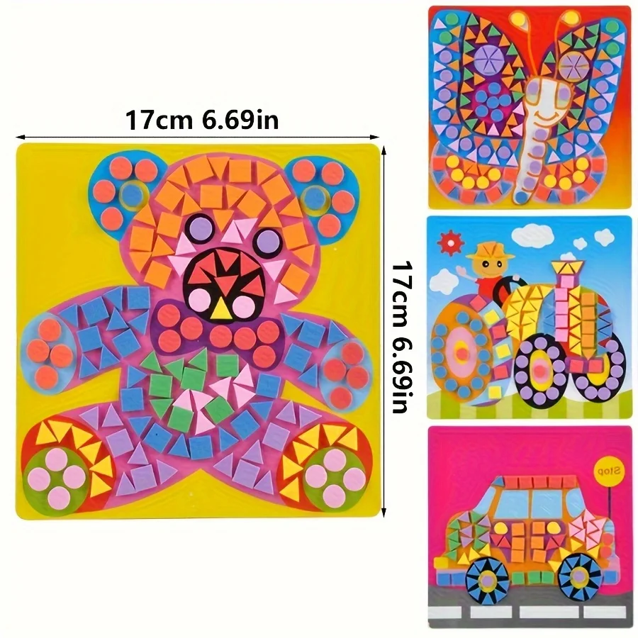 6/12pcs 3D EVA Foam Sticky Mosaics DIY Animal Art Painting Airplane Car Spaceship Cat Dog Creative Wall Decor Birthday Gift JXB