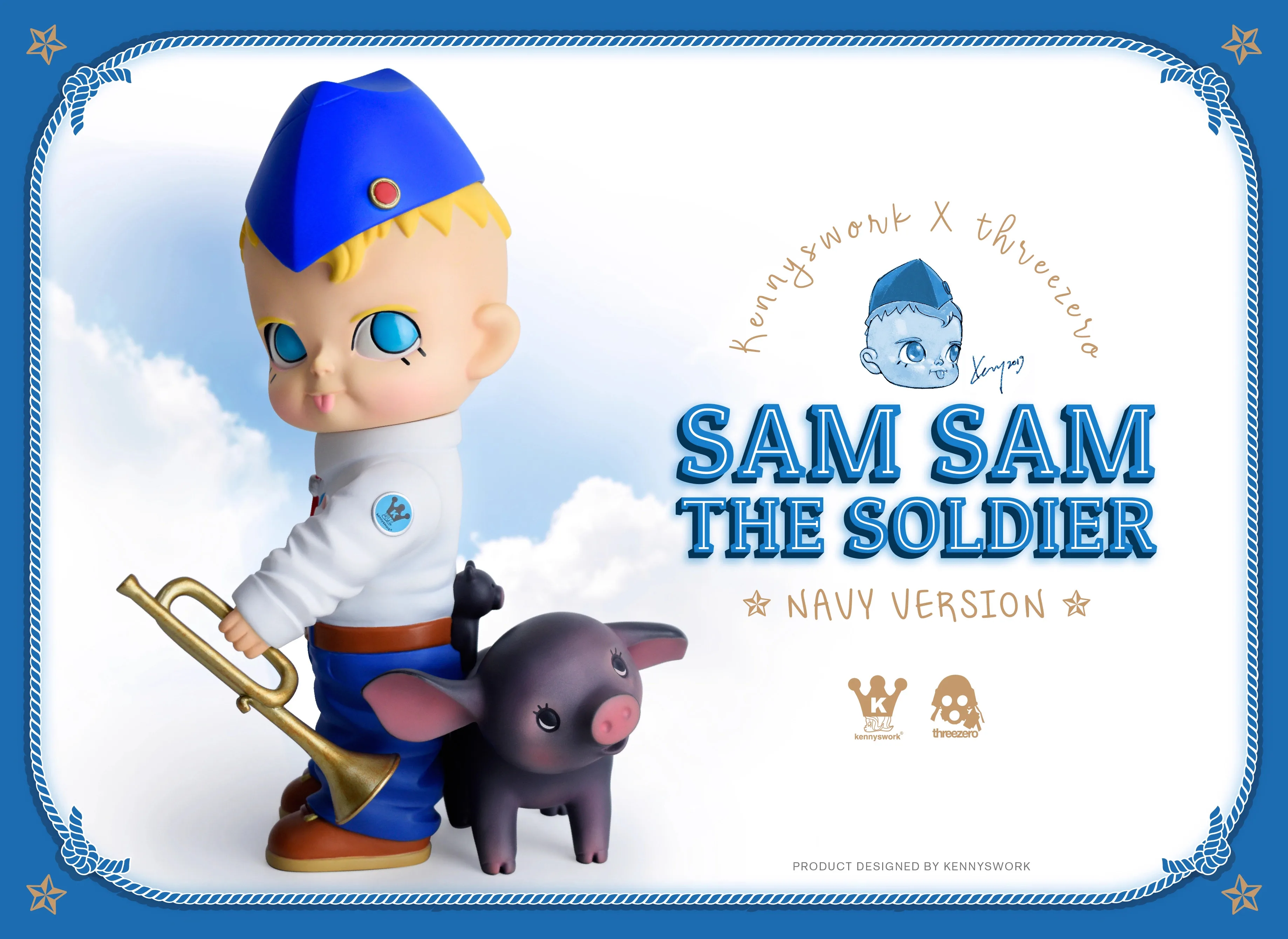 3A 1/6 WF2019 Limited Edition Kenny Wong Soldier & Pig Sam Sam Soldier Navy Version Model Toy Collection