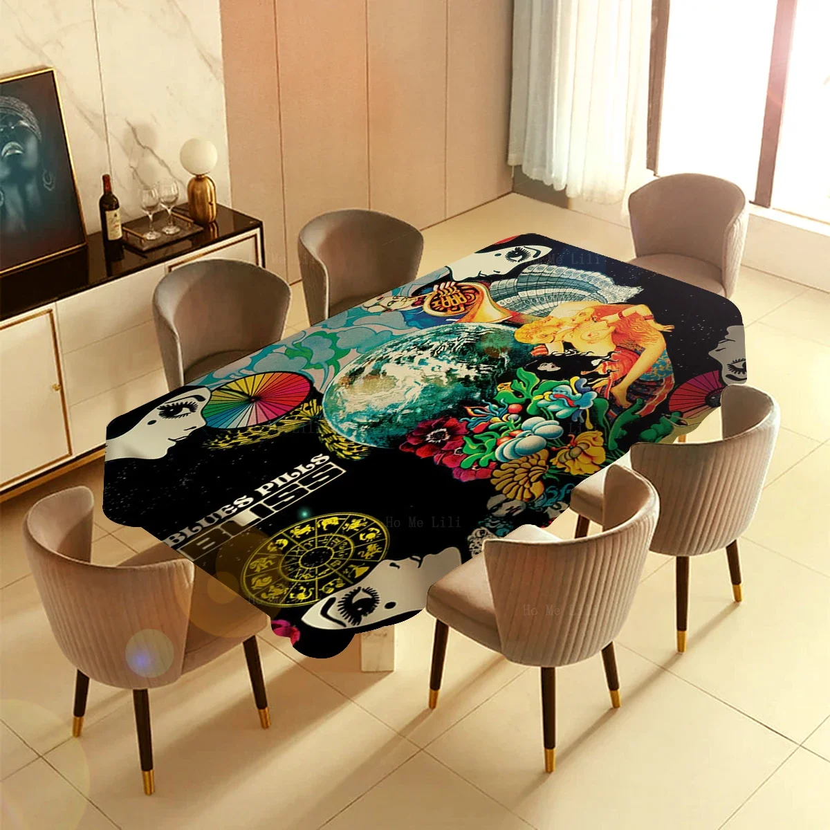 Swedish Rock Band Abstract Earth Poster Pepper Grinning Human Race Pop Surrealism Tablecloth By Ho Me Lili For Tabletop Decor