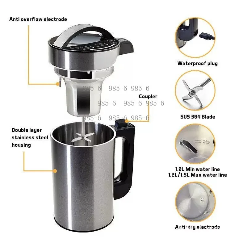 Home Multi-Function Blender, Stainless Steel Nut Grinder, High Power Soy Milk Maker and Juicer