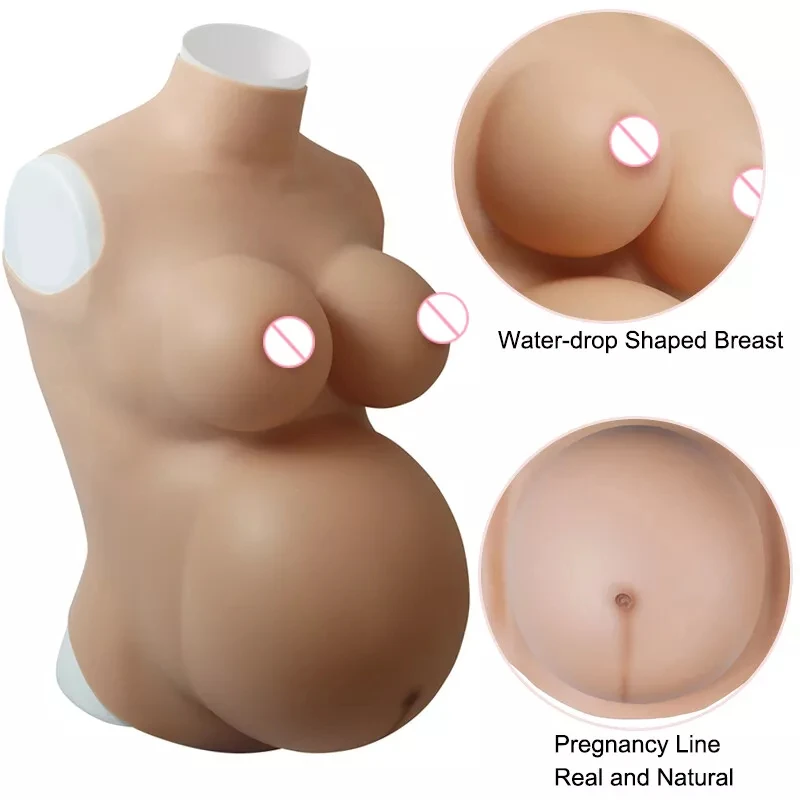 Realistic Inflatable Pregnant Belly With D Cup Boob Pregnancy Tummy Cosplay Costume Film Props Crossdressing Cosplay