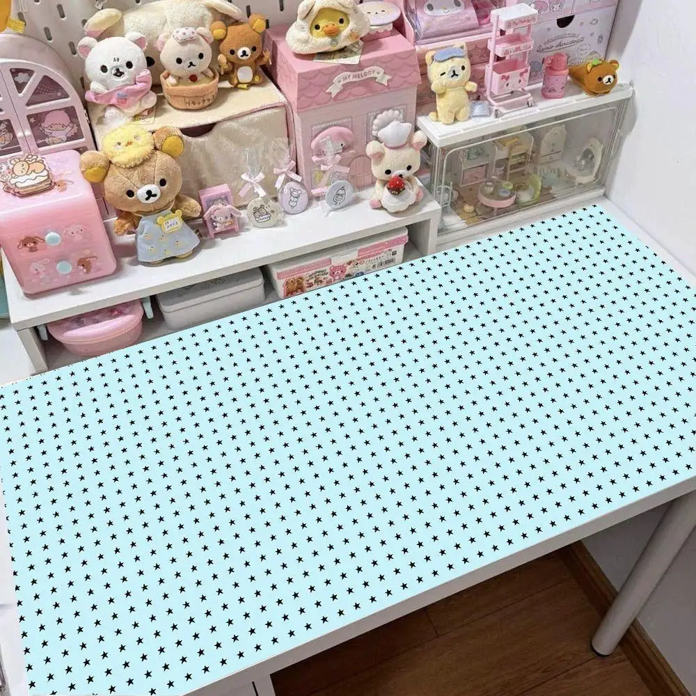 Leather Desk Pad Protector FULL Screen Polka Dots Stars Y2K Mouse Pad Office Desk Mat Waterproof Non-Slip PU Desk Blotter Pad