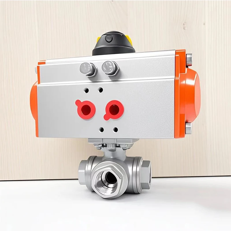 

Pneumatic two-piece thread buckle ball valve stainless steel inner wire three-way ball valve switching valve 4 points