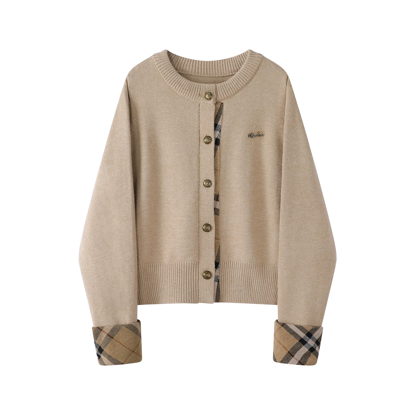 

Women Plaid Patchwork Knit Cardigan Sweater Fake Two Piece Top Loose Fit Button Down Short Knitwear Fall Winter Fashion